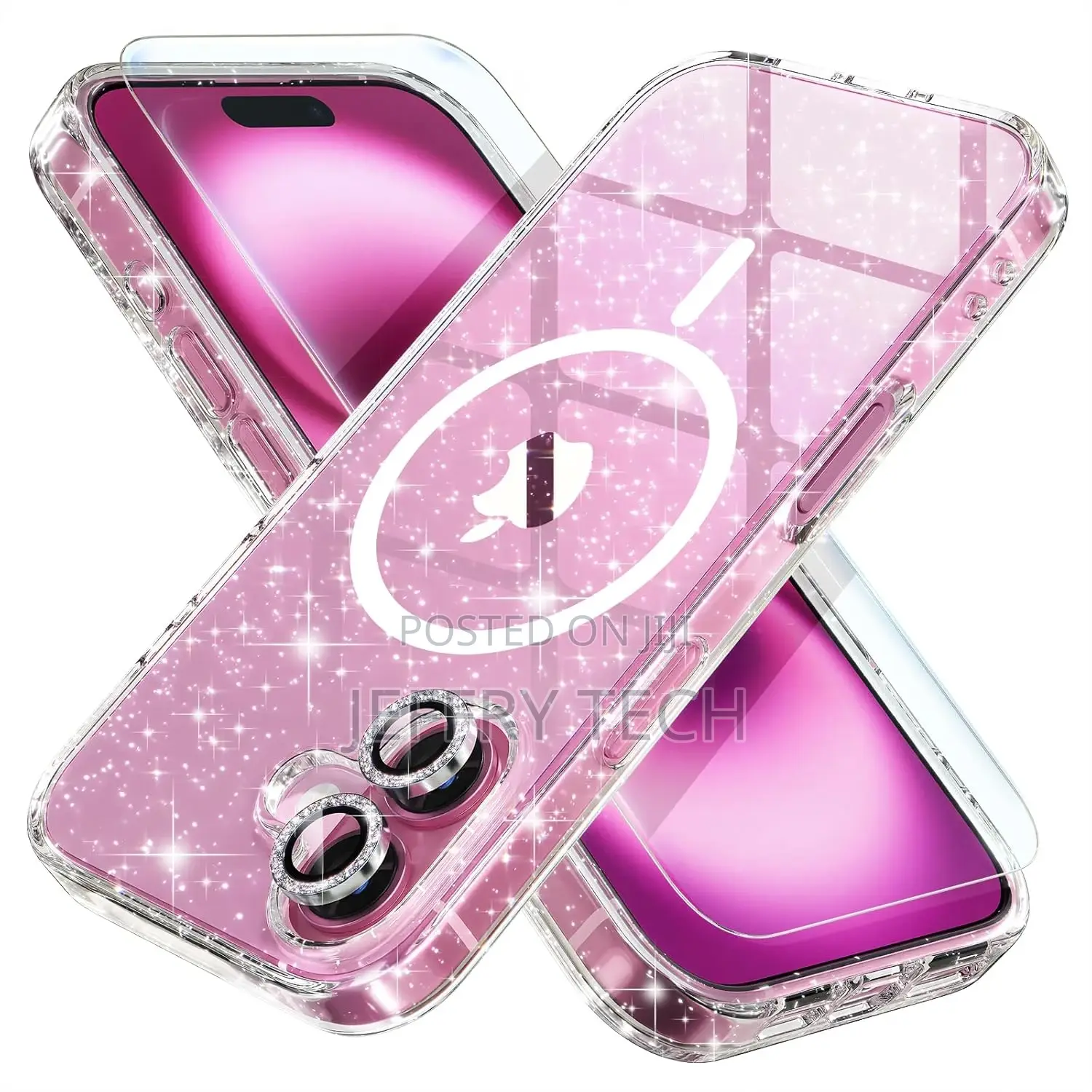iPhone 16 Case Magnetic, Women Clear Glitter Sparkly Case