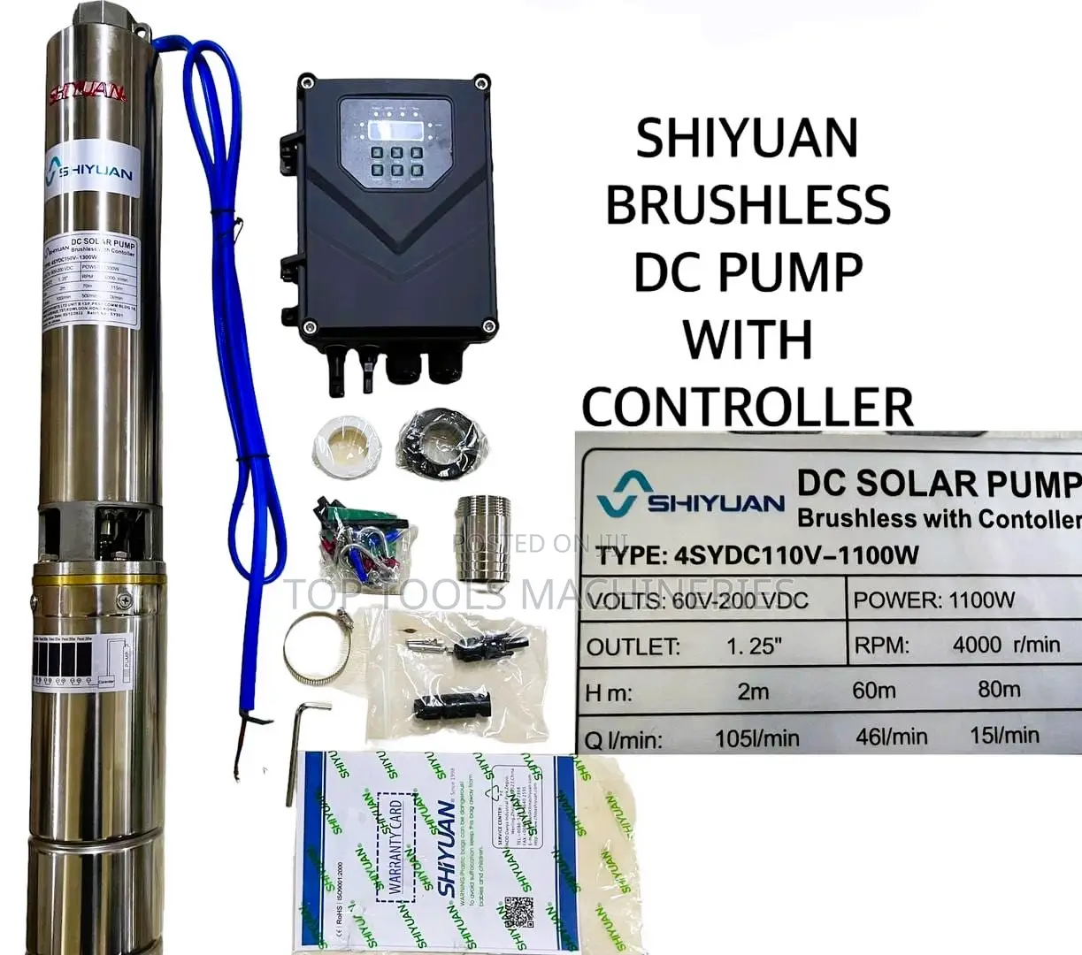 Brushless Dc Submersible Waterpump 80mtr 1100w