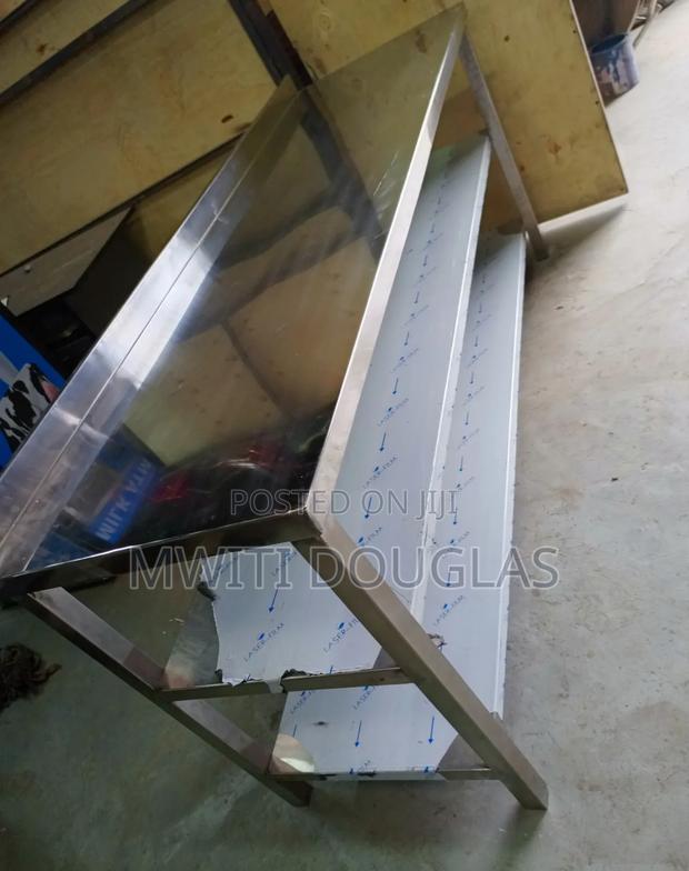 Executive Double Shelves Stainless Working Table Top - main view