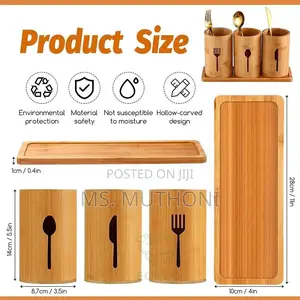 Eco-Friendly 4in 1 Bamboo Cutlery Holder
