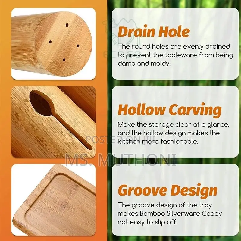Eco-Friendly 4in 1 Bamboo Cutlery Holder