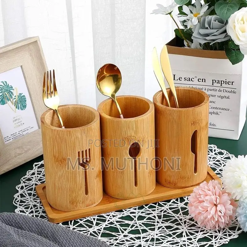 Eco-Friendly 4in 1 Bamboo Cutlery Holder