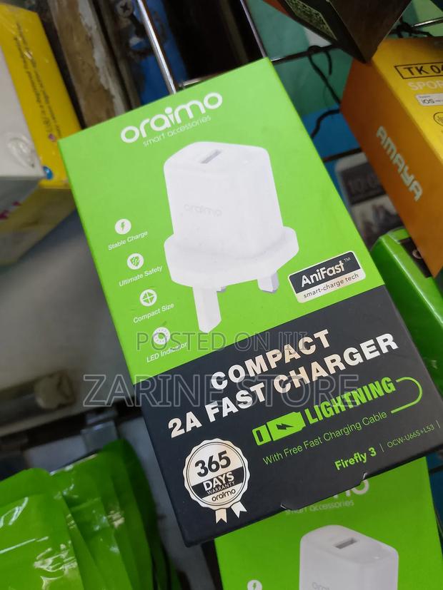 Oraimo iPhone Adapter With Lightening Cable Fast Charging - thumbnail 3
