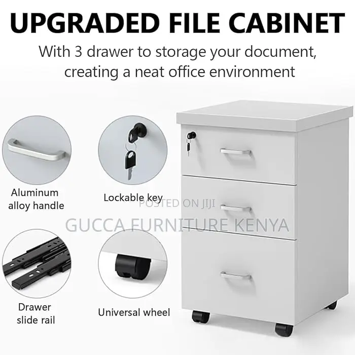Cabinets:Mobile Pedestal Storage Cabinet With 3-Drawers