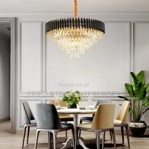 Modern Crystal Chandelier Light Size 400 Black Golden Jrd8