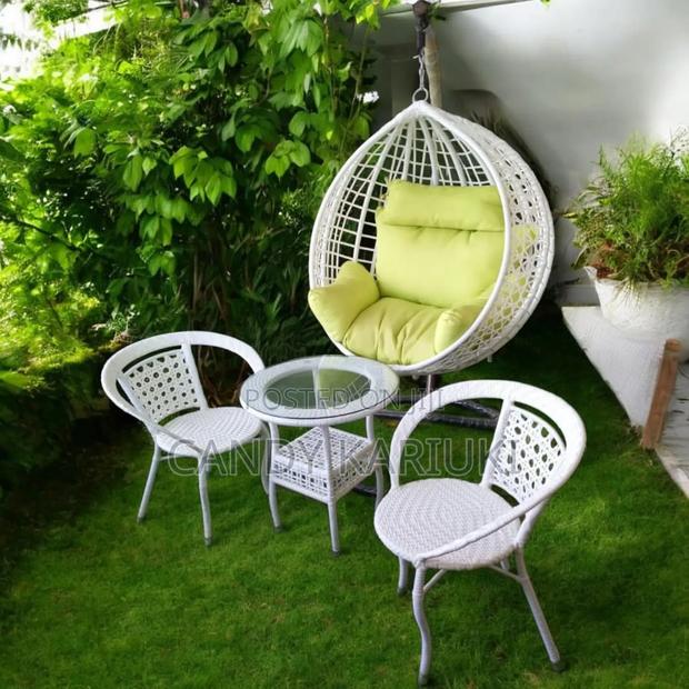 Crystal White Swing Set With Yellow Cushions - main view