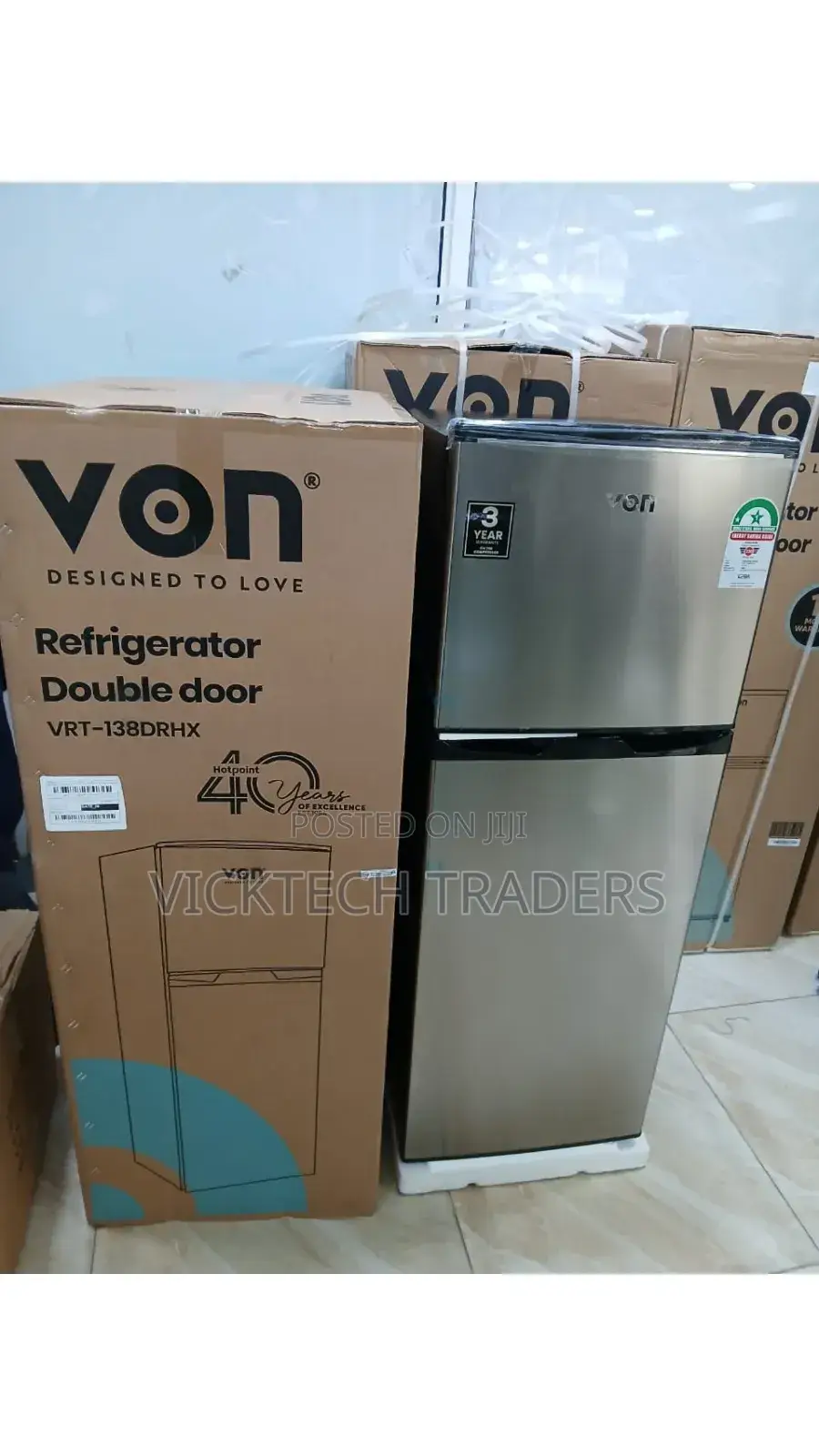 Fridge*VON 138litres Double Door,VRT-138drhx