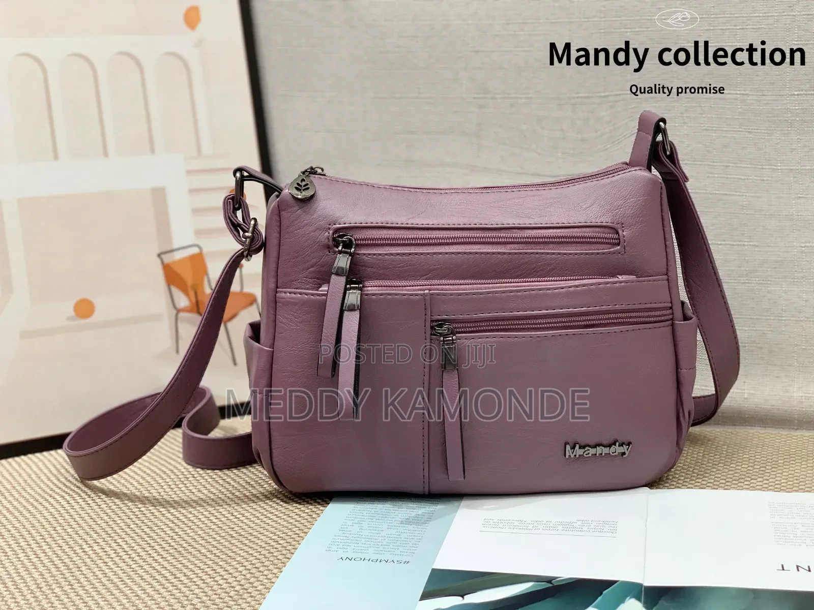Peach/Black Sling Bag