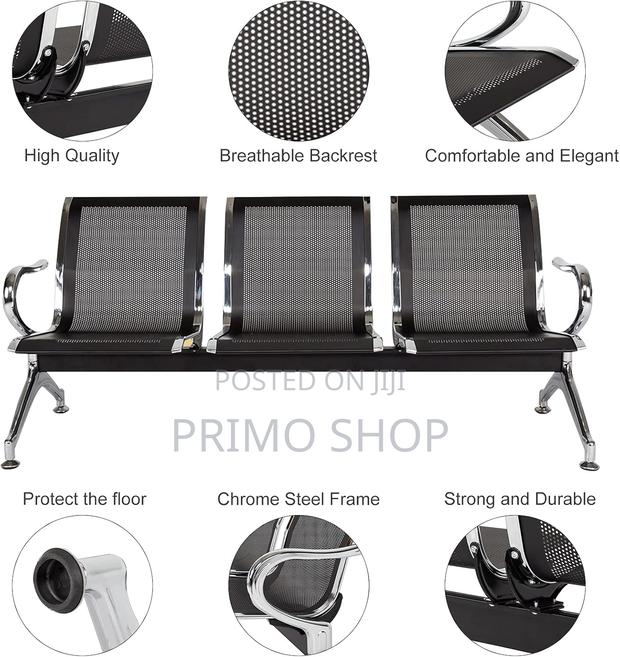 Reception Benches; 3-Link Metallic Office Waiting Bench - thumbnail 6