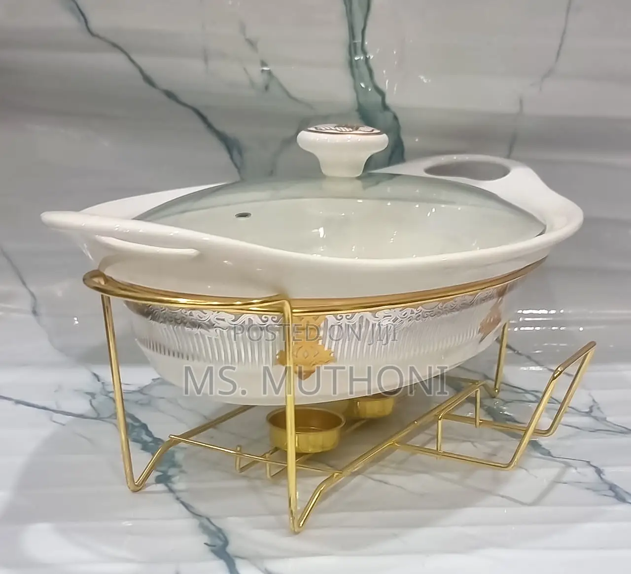 Elegant 2litre Ceramic Casserole Chaffing Dish + Ceramic