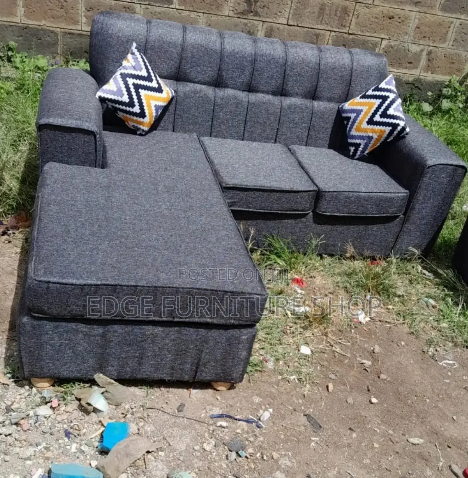 Grey Four Seater Mini Corner Seat Sofa