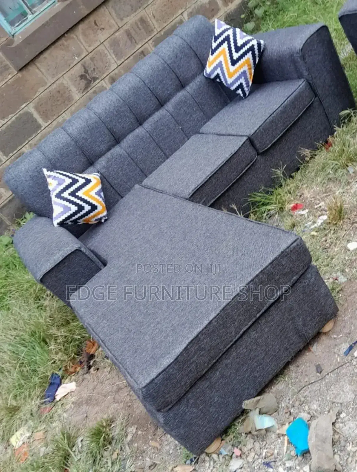 Grey Four Seater Mini Corner Seat Sofa