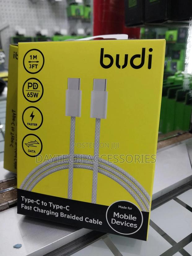Budi Type-C to Type-C 1 Meter 65w Fast Charging Braided Cabl - thumbnail 2