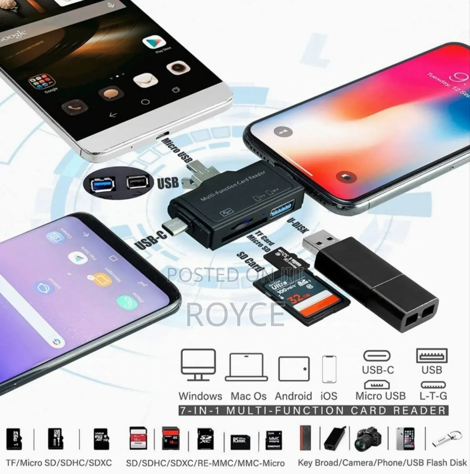 Multifunction Adapter -USB-C/USB-A / Lightning Card Reader