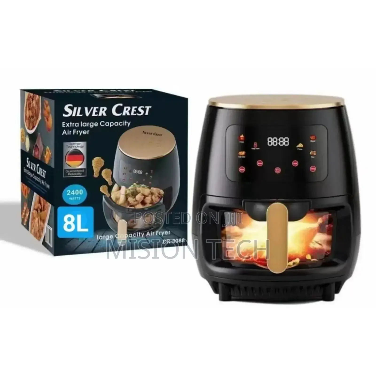 *Glass Oven Silver Crest Air Fryer 8 L