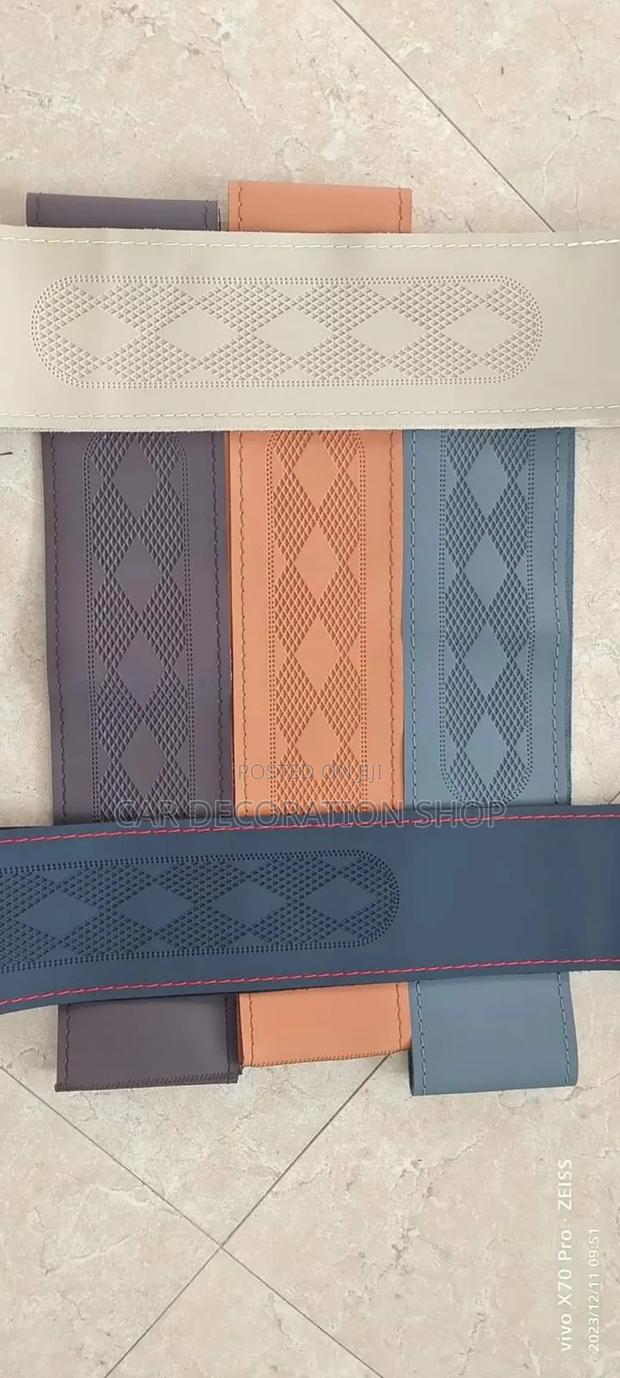 Black Pattern Standard Size Black Sewing Steering Cover - thumbnail 4