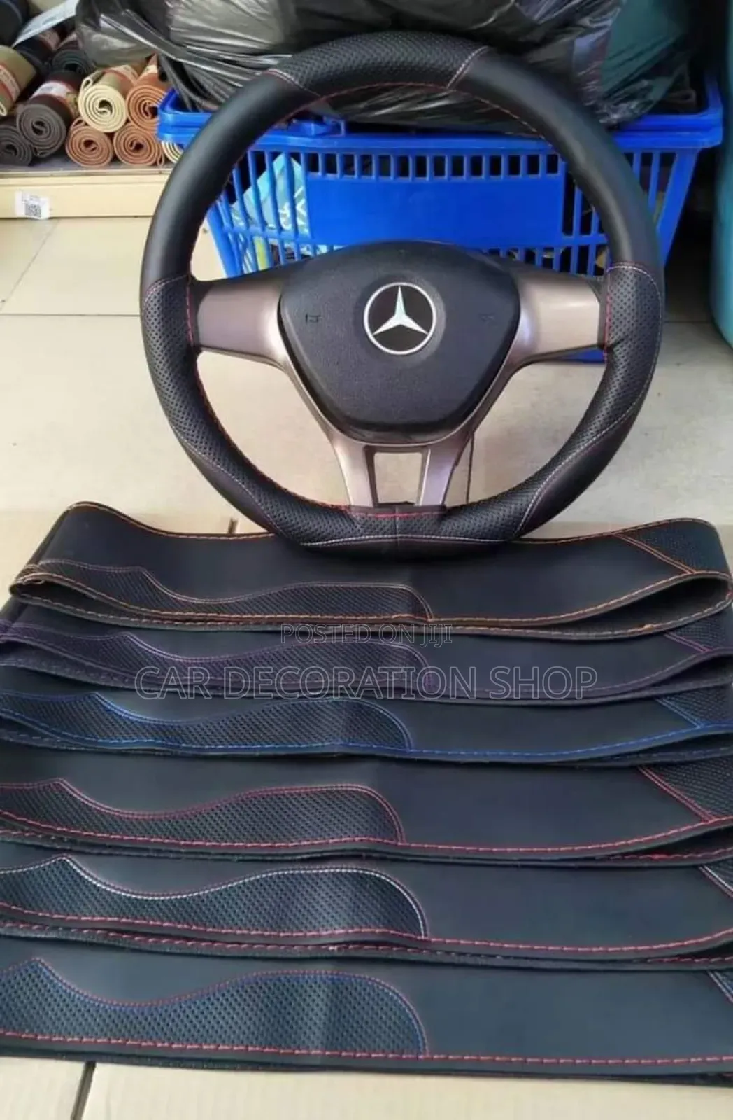 Black Pattern Standard Size Black Sewing Steering Cover