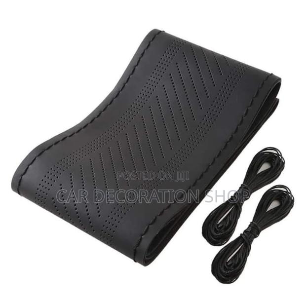 Black Stitches Steering Cover Fits All Car Models - thumbnail 4