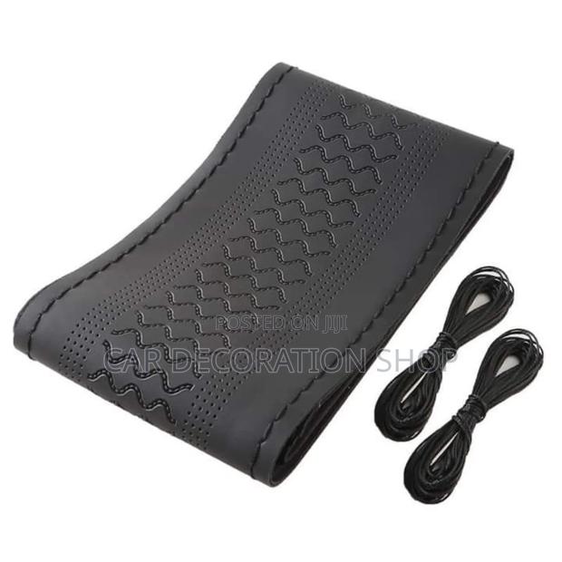 Black Stitches Steering Cover Fits All Car Models - thumbnail 5