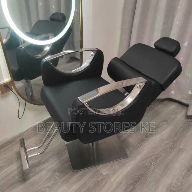 Reclining Black Silver Executive Salon Styling Seat