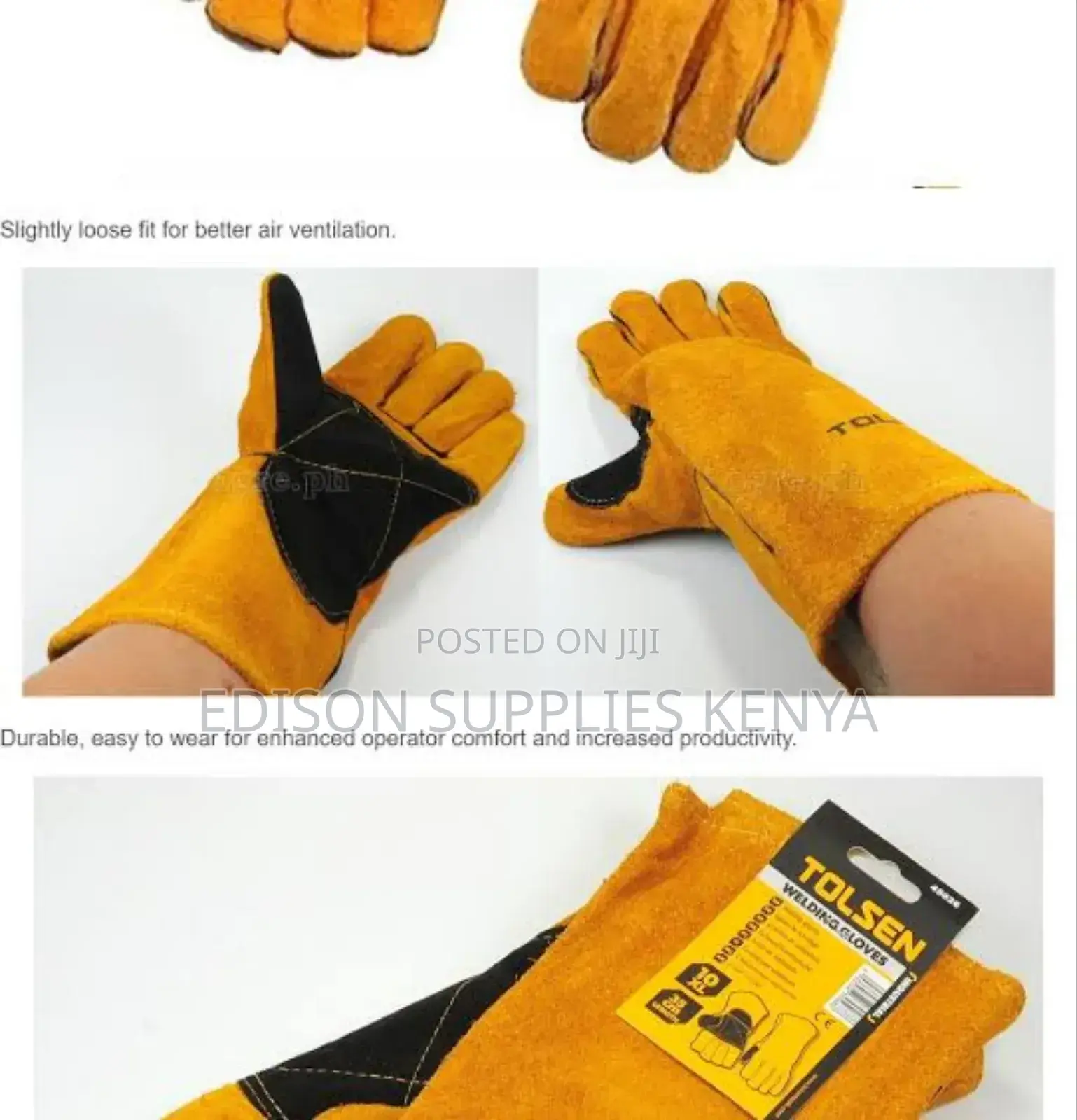 Tolsen Welding Gloves Industrial Yellow Leather Welder Glove