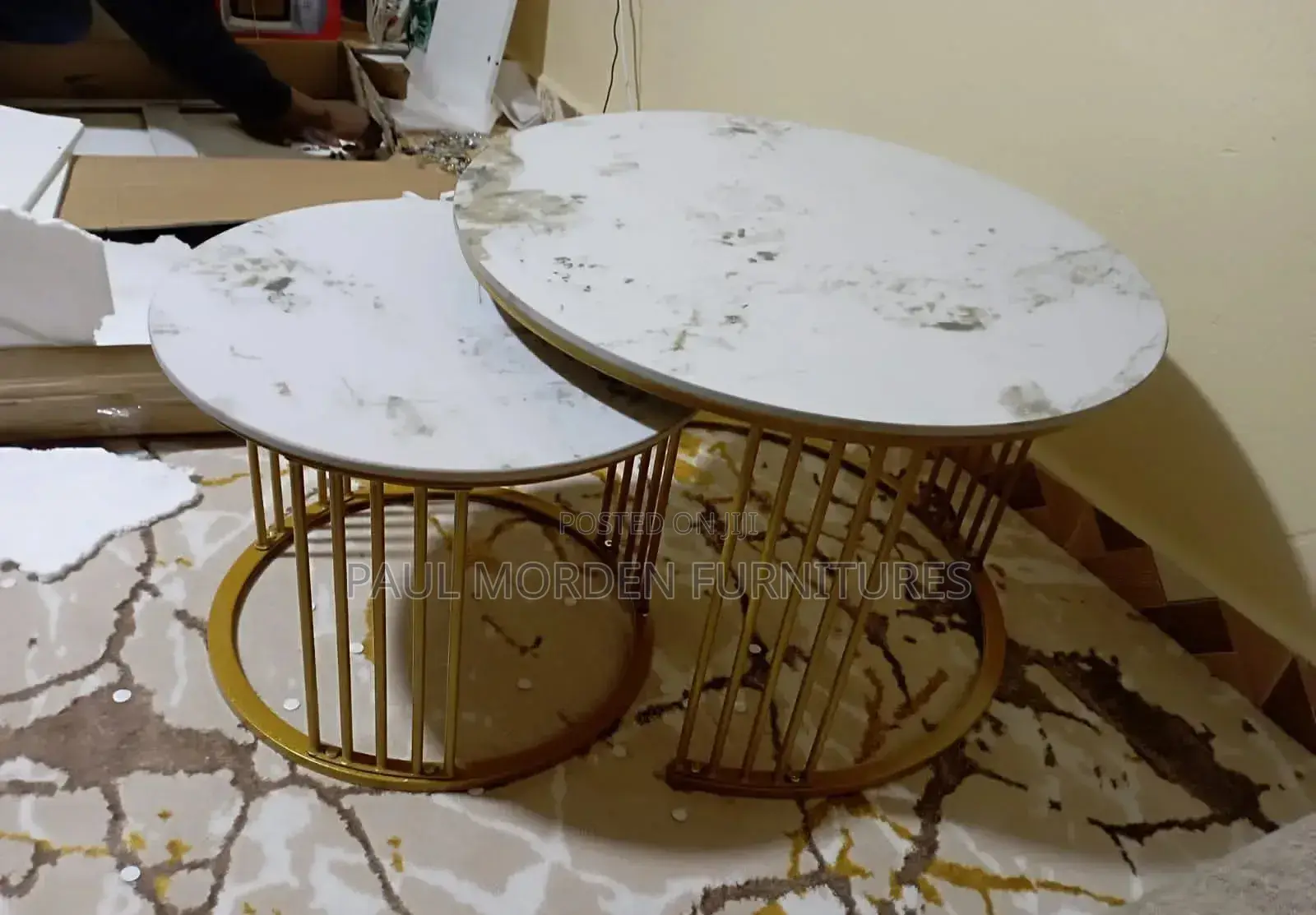 Gold Base Coffee Table Set