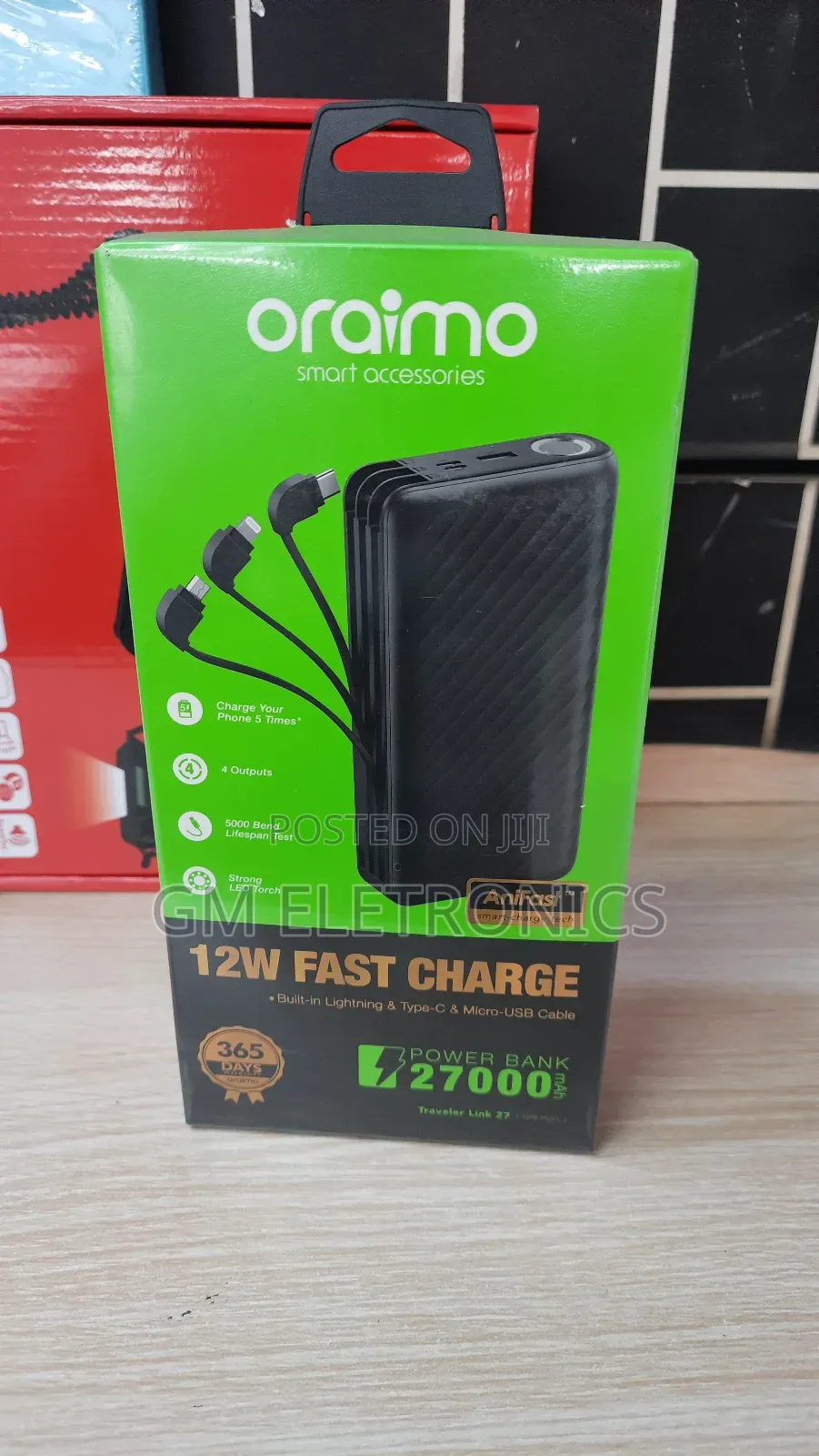 Original Oraimo Traveler Link27 27000mah 12W Powerbank-Black