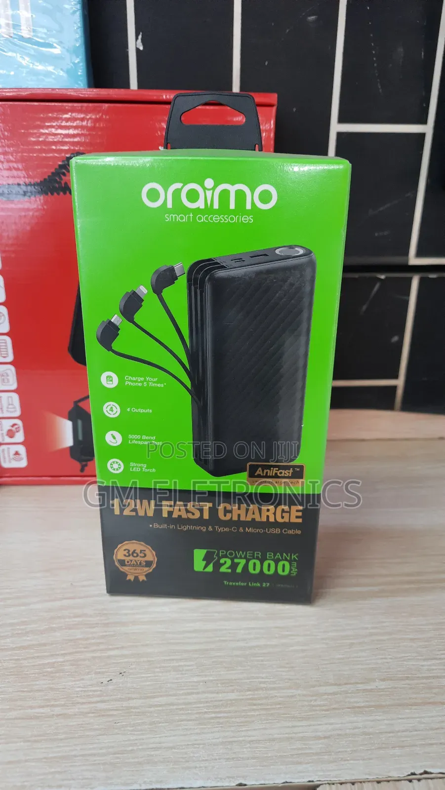Original Oraimo Traveler Link27 27000mah 12W Powerbank-Black