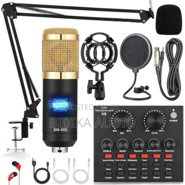 Microphone With V8 Sound Card BM800 Kit,Adjustable Stand