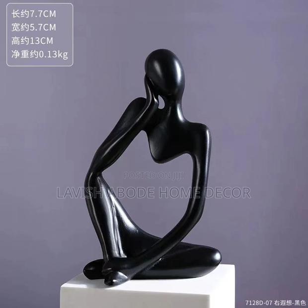 Thinking Man Decor Statue 3 Pieces - Small Thinker Black - thumbnail 2