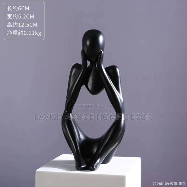 Thinking Man Decor Statue 3 Pieces - Small Thinker Black - thumbnail 3