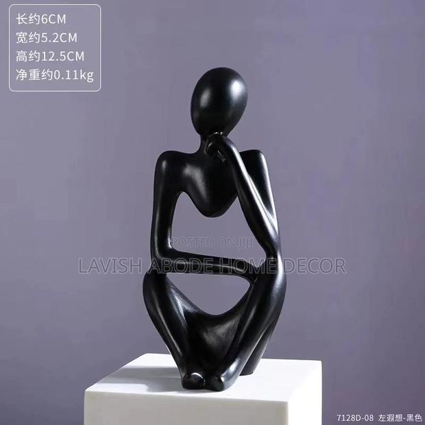 Thinking Man Decor Statue 3 Pieces - Small Thinker Black - thumbnail 4