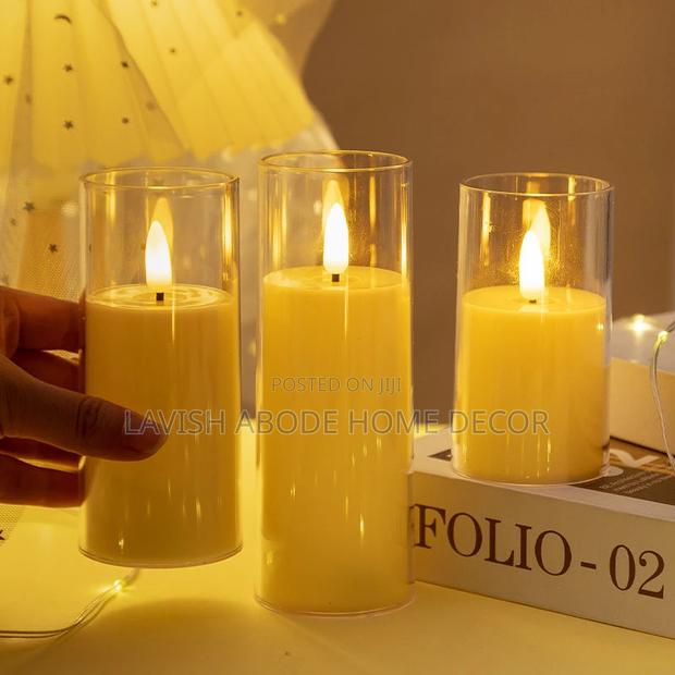 Led Artificial Candles Set of 3 Fake Plastic Candles