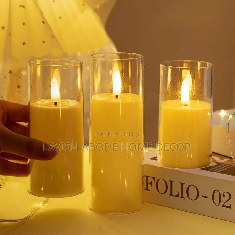 Led Artificial Candles Set of 3 Fake Plastic Candles