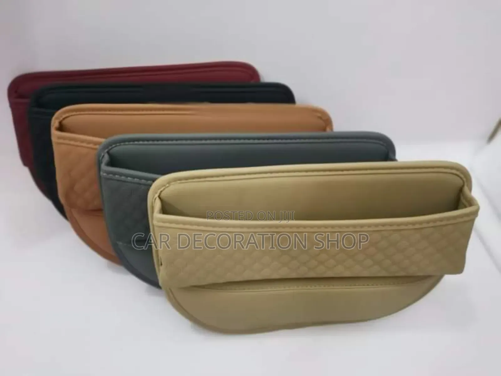 2pcs Between the Seats Gap Leather Pockets Phone Holder