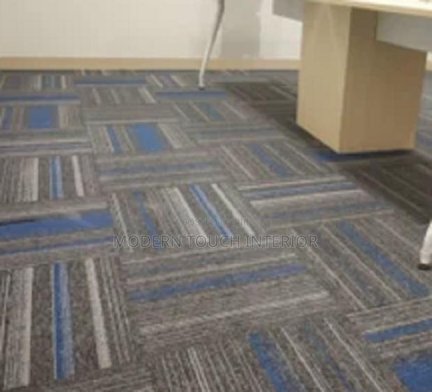 Plush Square Blue Carpet Tiles