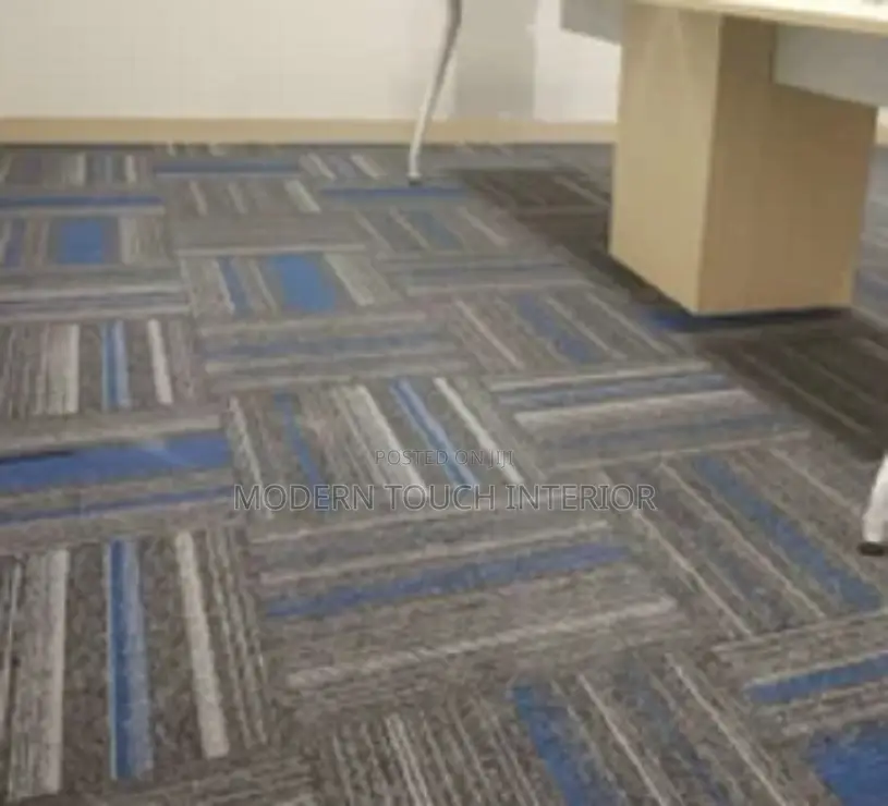 Plush Square Blue Carpet Tiles