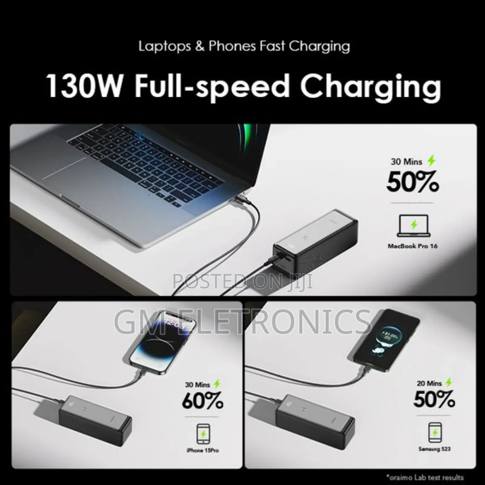 130W Multi Device Typec Fast Charging Powerbank-Phone/Laptop