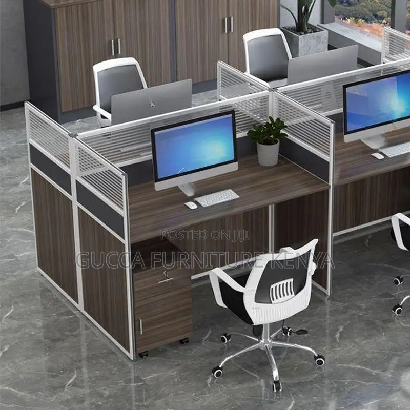 Workstation: The 4-Way Rectangular Brown Office Workstation