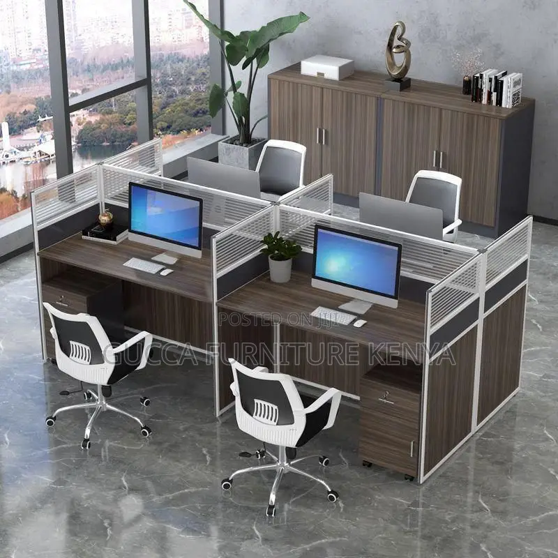 Workstation: The 4-Way Rectangular Brown Office Workstation