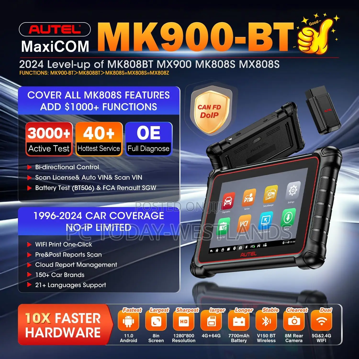 Autel Maxicom Mk900bt Pro Obd2 Bluetooth Diagnostic Scannner