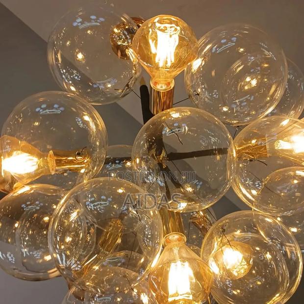 Black and Gold Chandler With Bulbs - main view