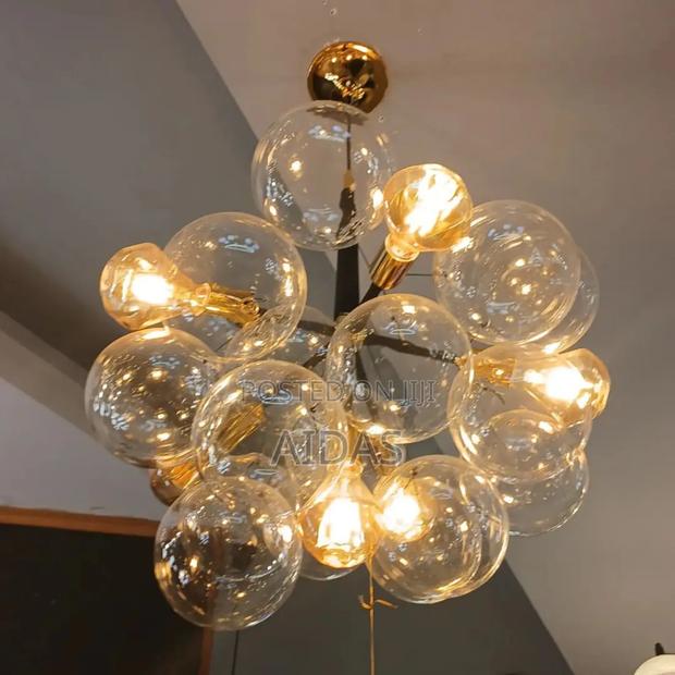 Black and Gold Chandler With Bulbs - thumbnail 3