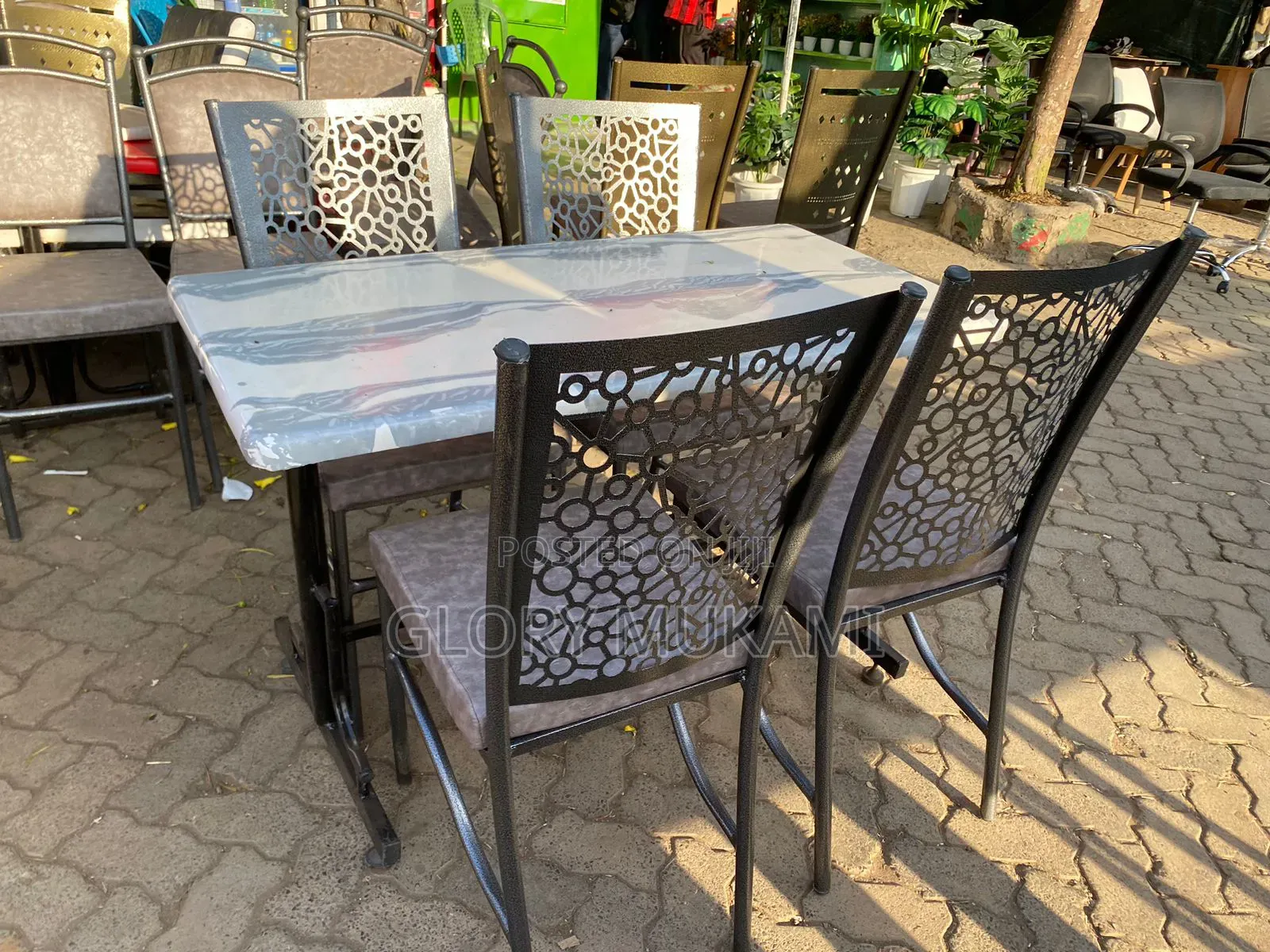 Flowered Design Restaurants and Bar Chair Set