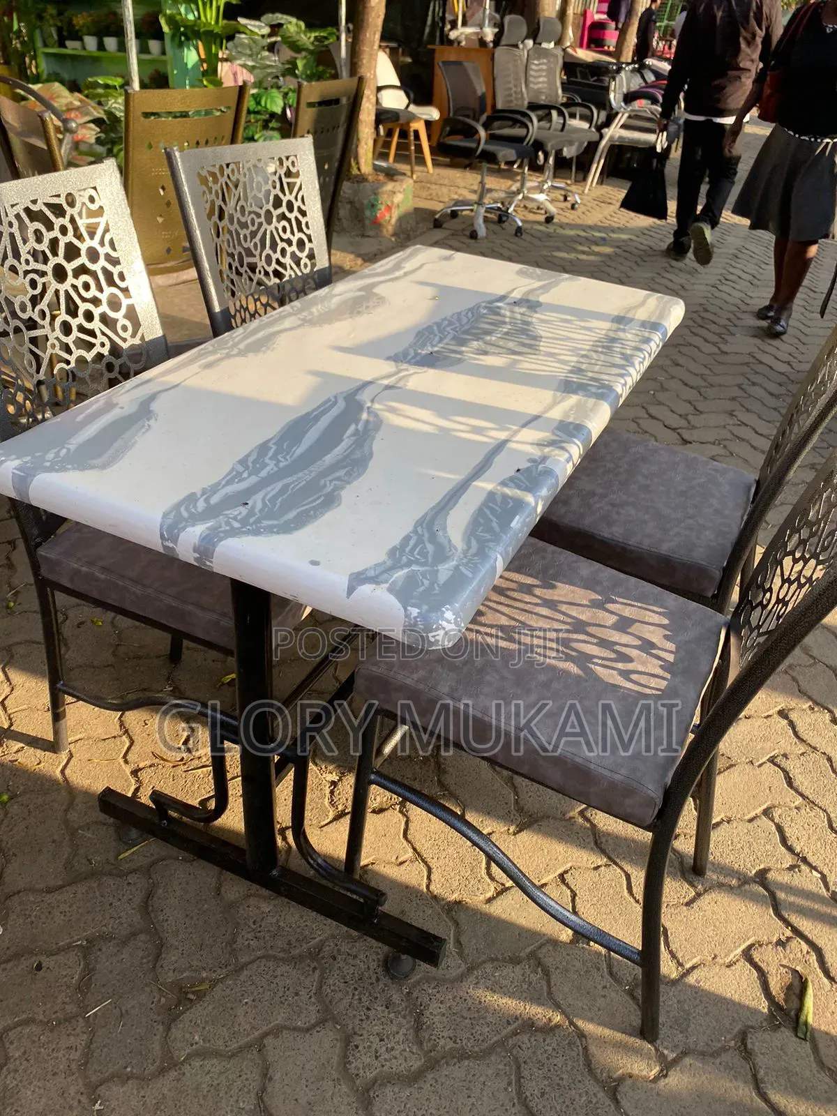 Flowered Design Restaurants and Bar Chair Set