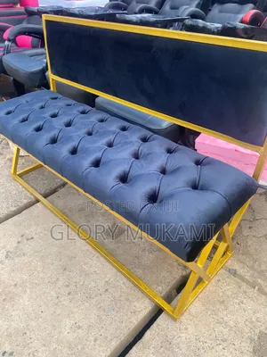 Black Velvet Waiting Bench Chair