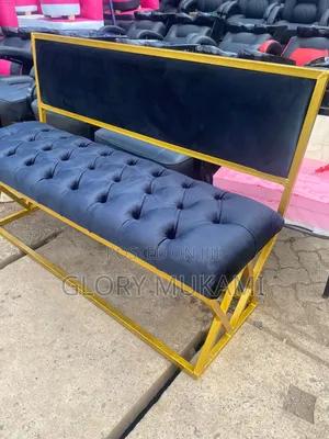 5ft Black Velvet Waiting Chair