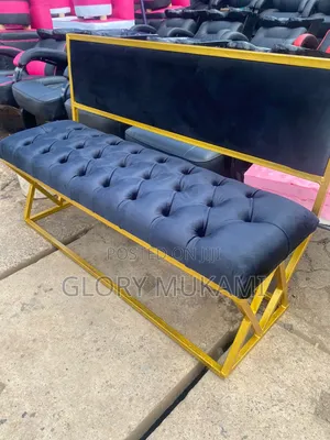 5ft Black Velvet Waiting Chair