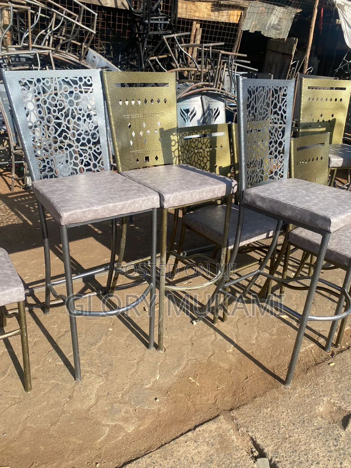 Silver Gold High Bar Restaurants Chairs