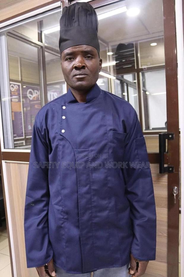 Navy Blue Chef Jacket With A Cap